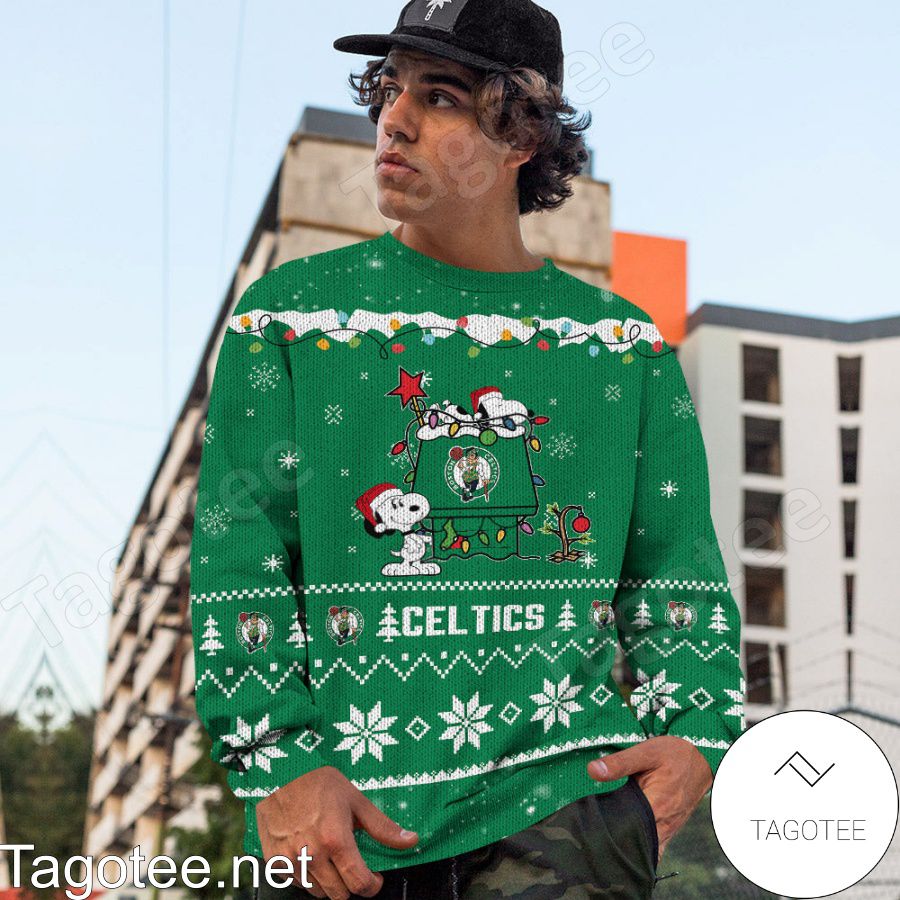 NBA Boston Celtics Green Snoopy Ugly Christmas Sweater