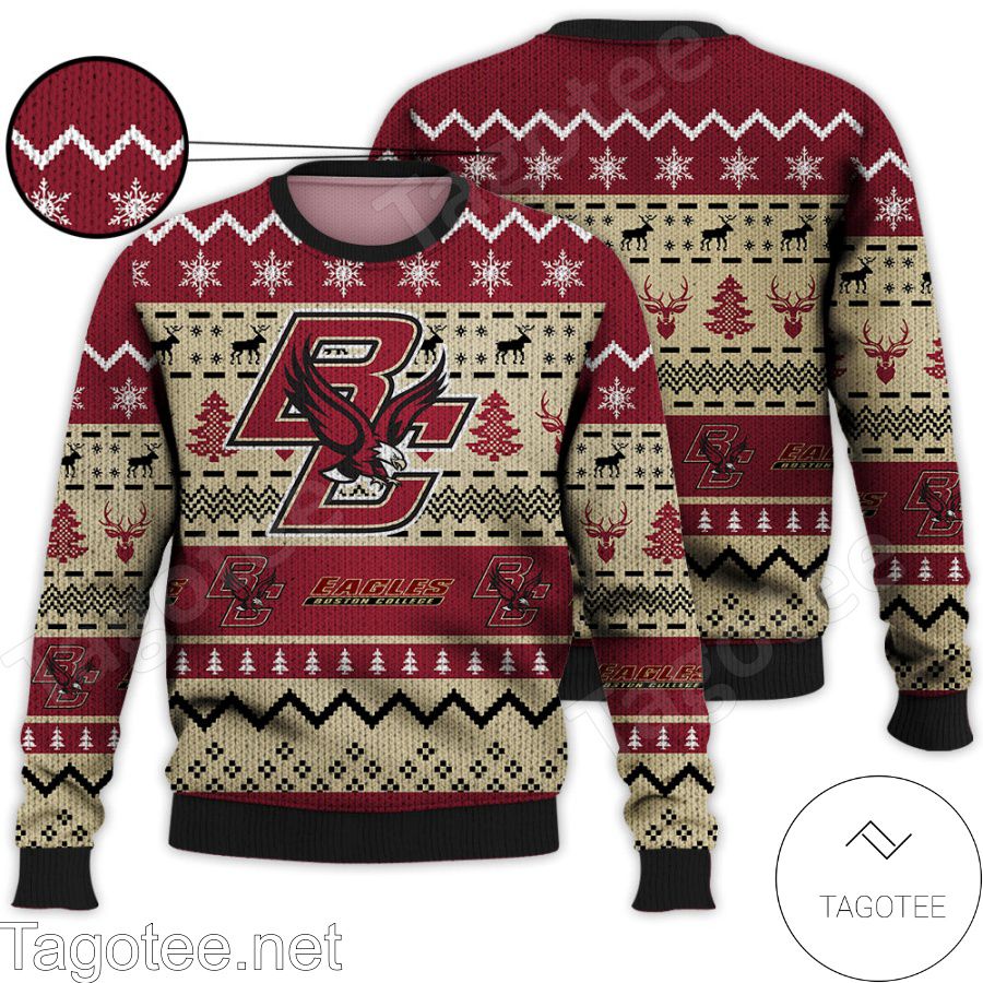 Boston College Eagles NCAA Football Knit Pattern Ugly Christmas