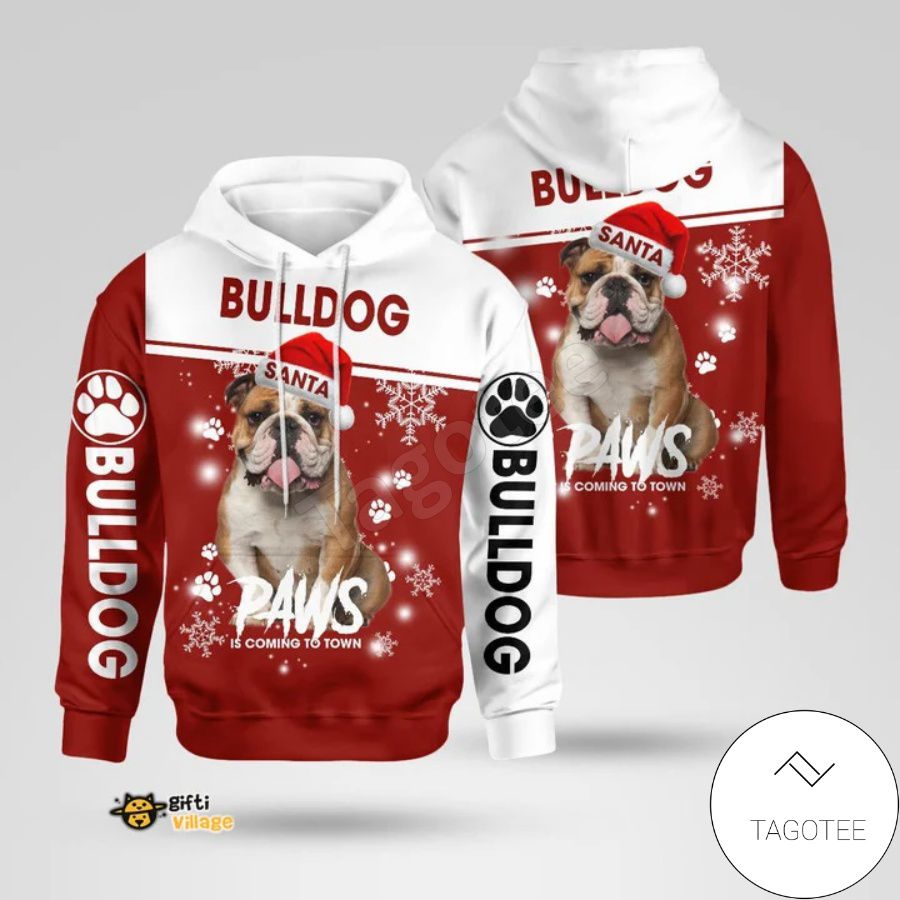 Bulldog Santa Paws Is Coming To Town Christmas Hoodie