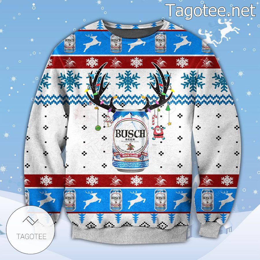 Busch Beer Classic Holiday Ugly Christmas Sweater