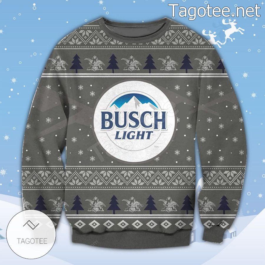 Busch Light Beer Gray Holiday Ugly Christmas Sweater