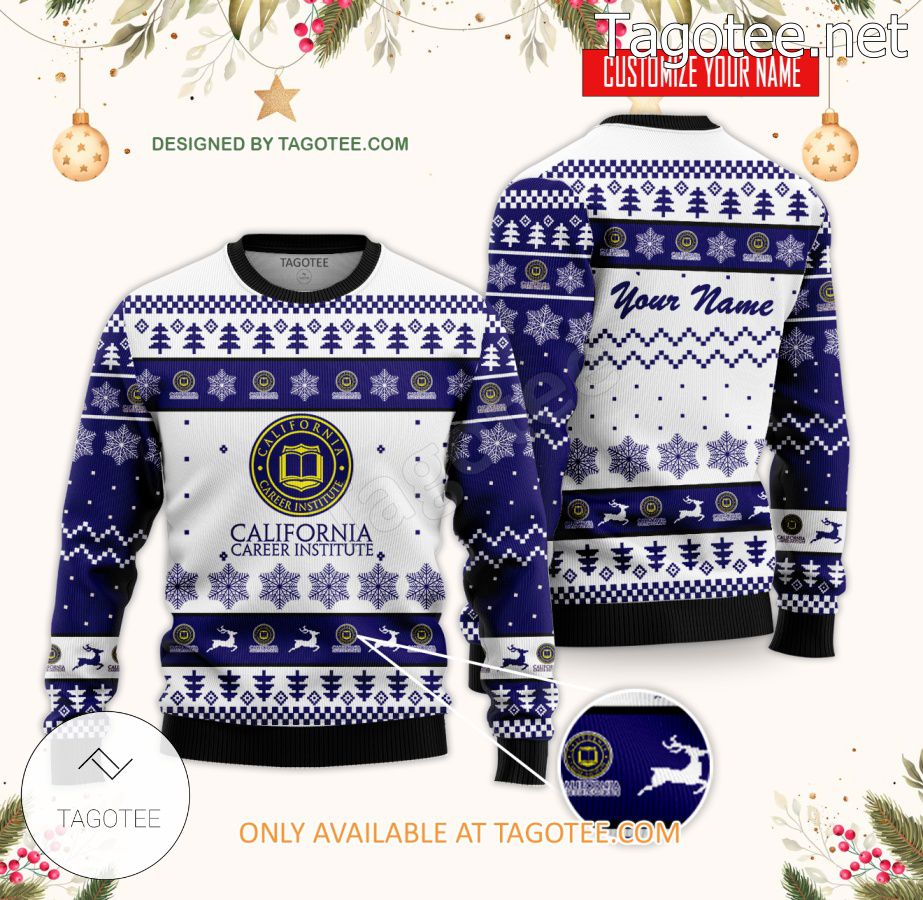 California Career Institute Custom Ugly Christmas Sweater - BiShop