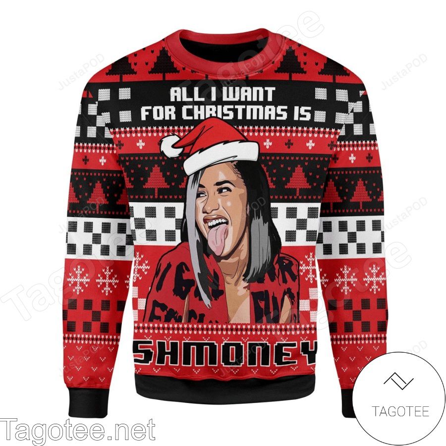 Cardi B All I Want For Christmas Is Some Money Holiday Ugly Christmas Sweater
