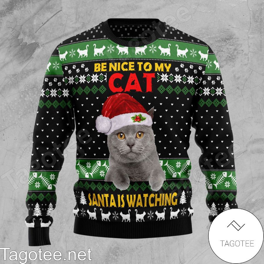 Cat Be Nice Xmas Ugly Christmas Sweater