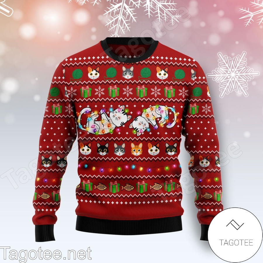 Cat Light Xmas Ugly Christmas Sweater