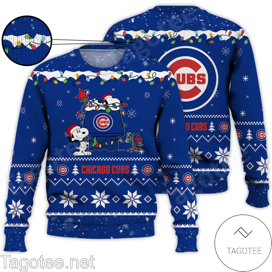 Chicago Cubs Snoopy MLB Ugly Christmas Sweater - Tagotee