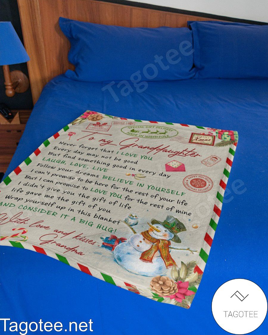 Christmas Letter To My Granddaughter Never Forgot That I Love You Quilt Blanket a