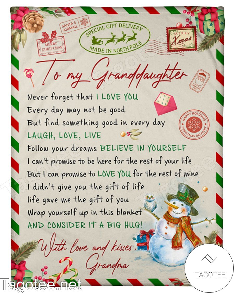 Christmas Letter To My Granddaughter Never Forgot That I Love You Quilt Blanket