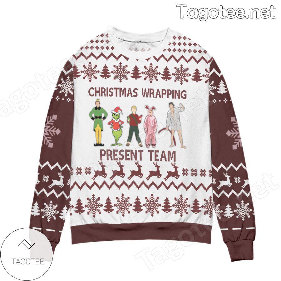 Christmas Wrapping Presents Team Grinch & Friends Reindeer Snowflake Holiday Ugly Christmas Sweater