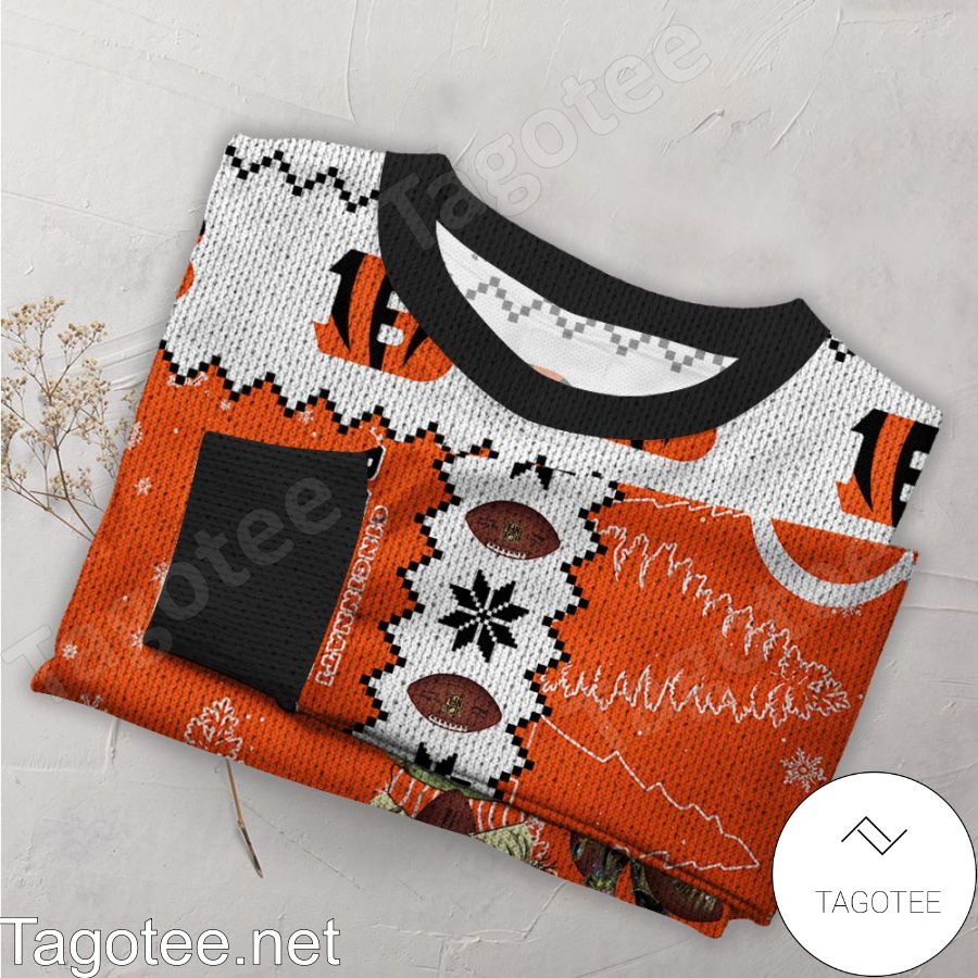 Merry Christmas Snow Pattern Funny Cute Cincinnati Bengals Gifts Ugly  Christmas Sweater