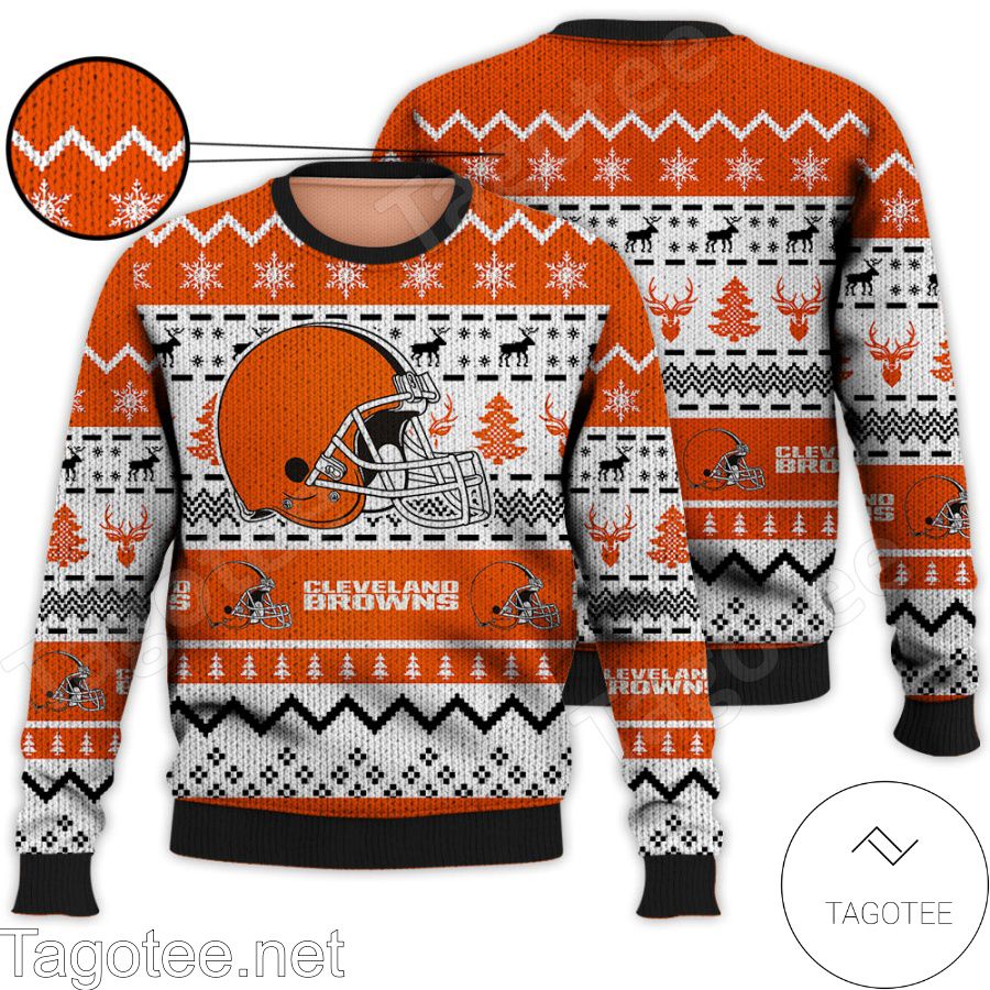 Cleveland Browns NFL Football Knit Pattern Ugly Christmas Sweater - Tagotee