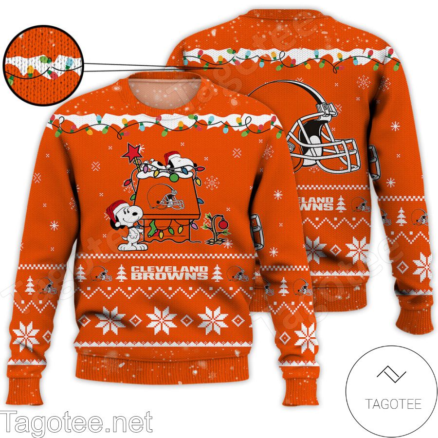 Cleveland Browns Snoopy All Over Print 3D Ugly Christmas Sweater