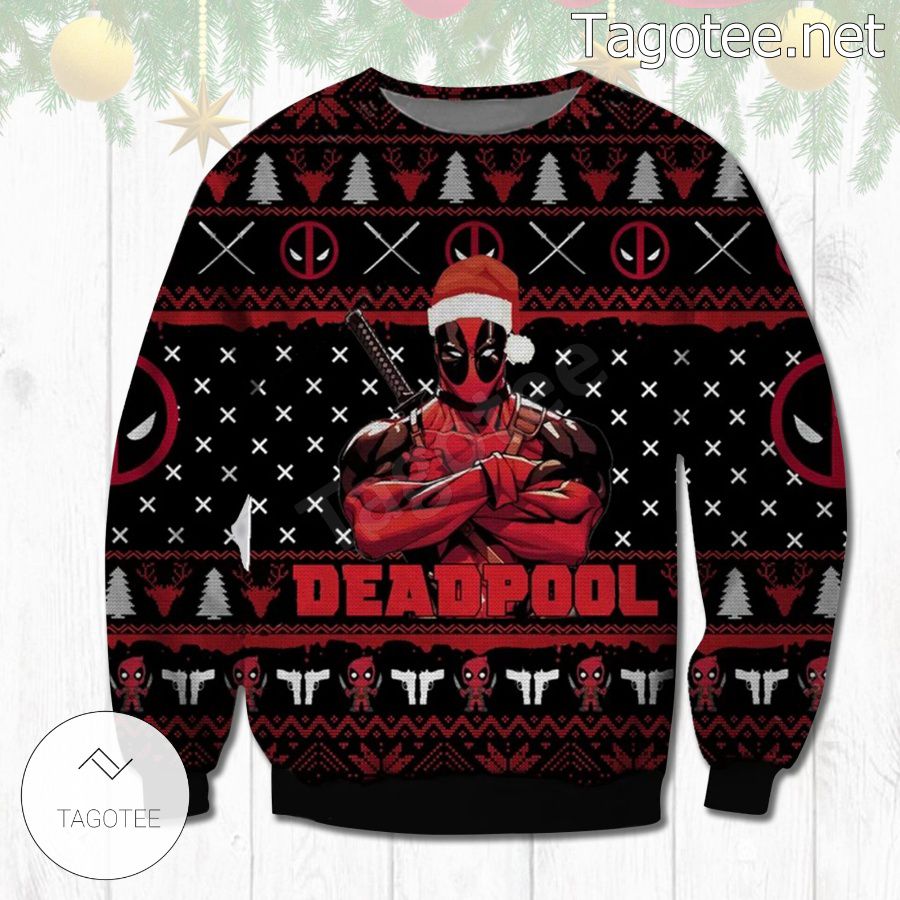 Cool Deadpool Pine Tree & Reindeer Pattern Holiday Ugly Christmas ...