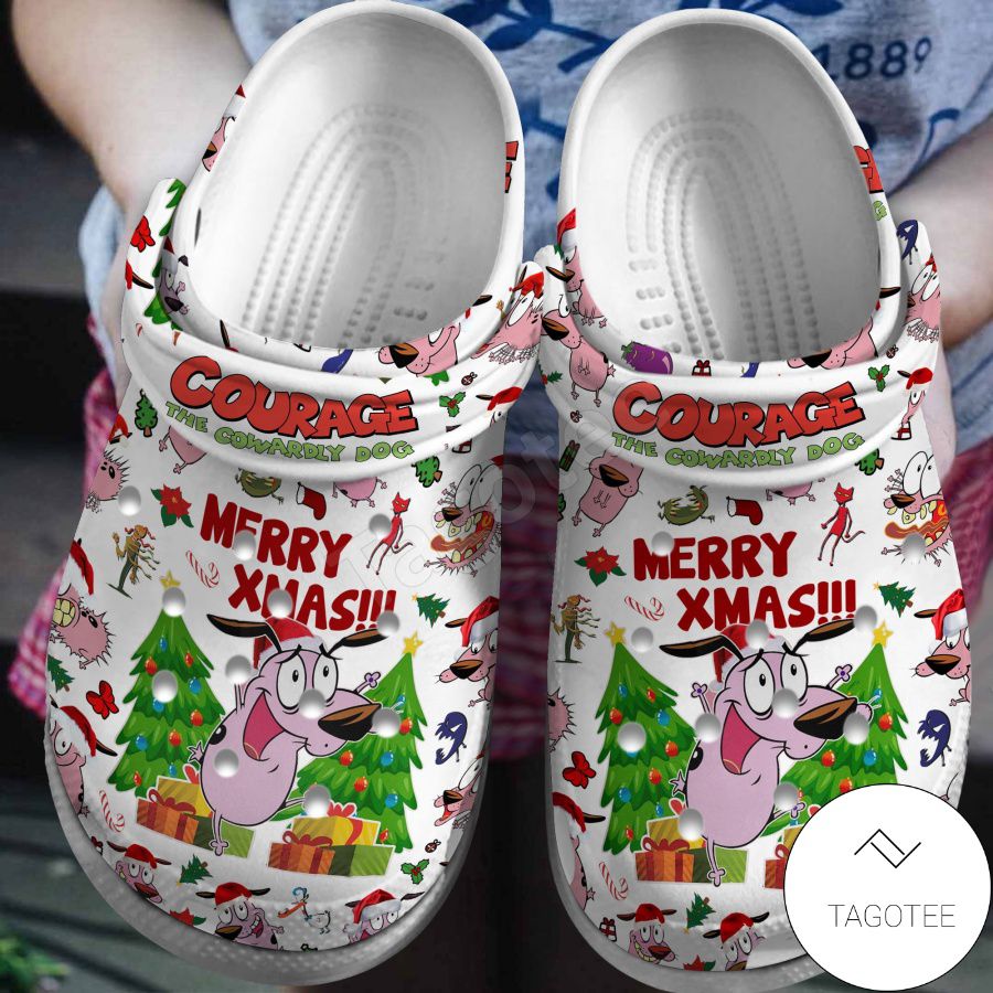 Courage The Cowardly Dog Merry Xmas Crocs Clogs