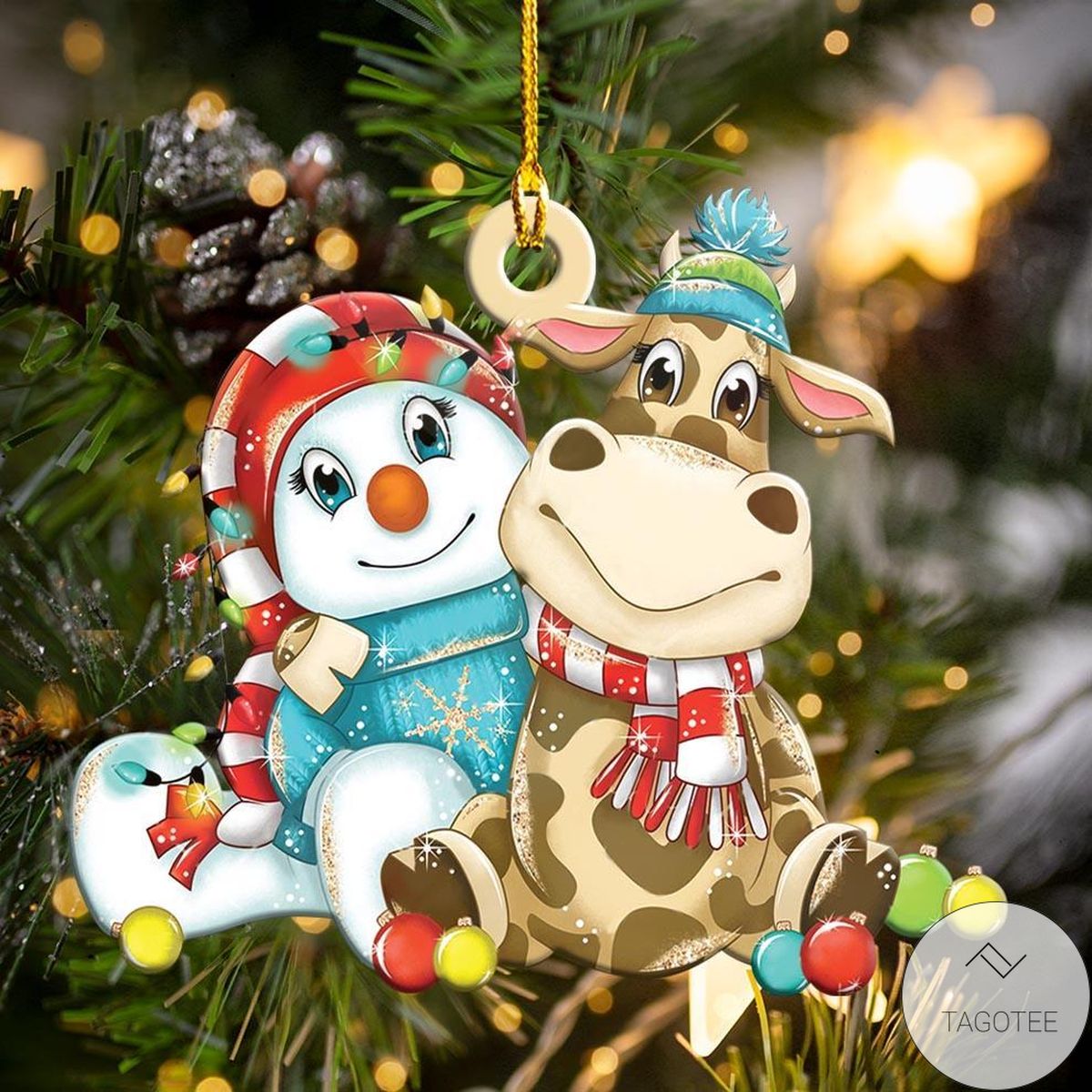 Cow And Snowman Christmas Shape Ornament