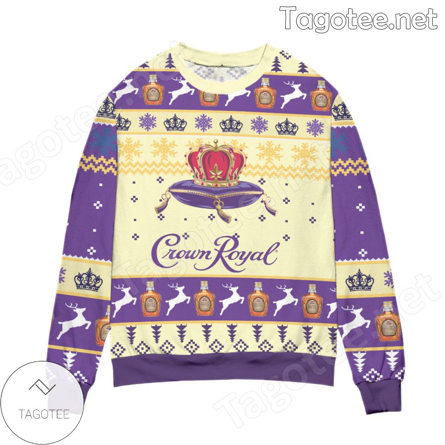 Crown Royal Logo Snowflakes Holiday Ugly Christmas Sweater - Tagotee