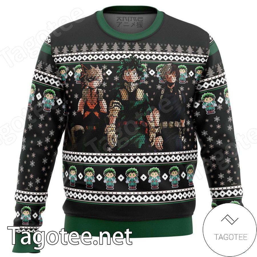 Deku Bakugo Todoroki Top 3 My Hero Academia Xmas Ugly Christmas Sweater ...