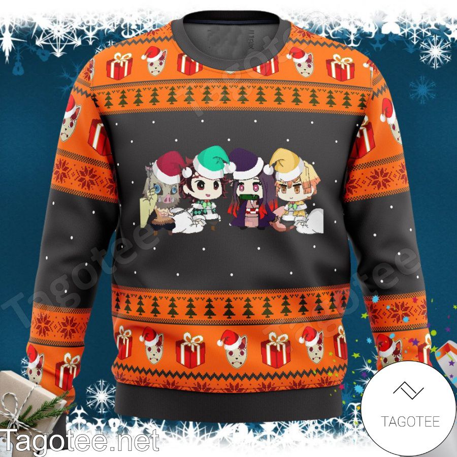 Demon Slayer Chibi Characters Manga Anime Xmas Ugly Christmas Sweater ...