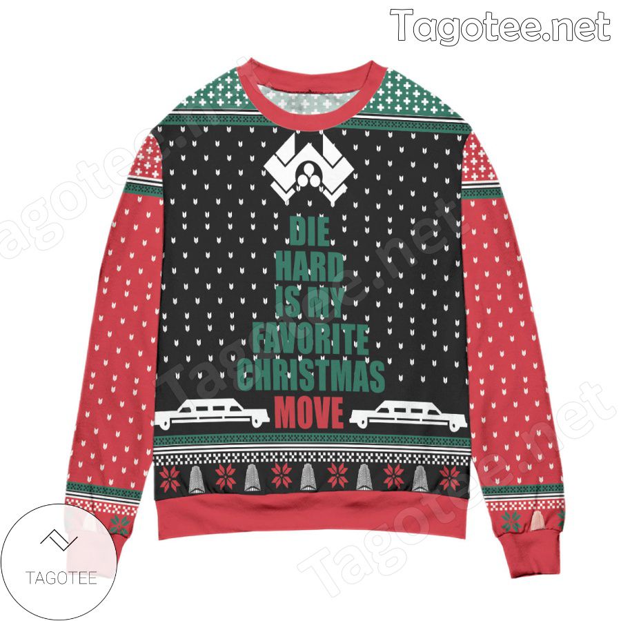 Die Hard Is My Favorite Move Nakatomi Plaza Holiday Ugly Christmas Sweater