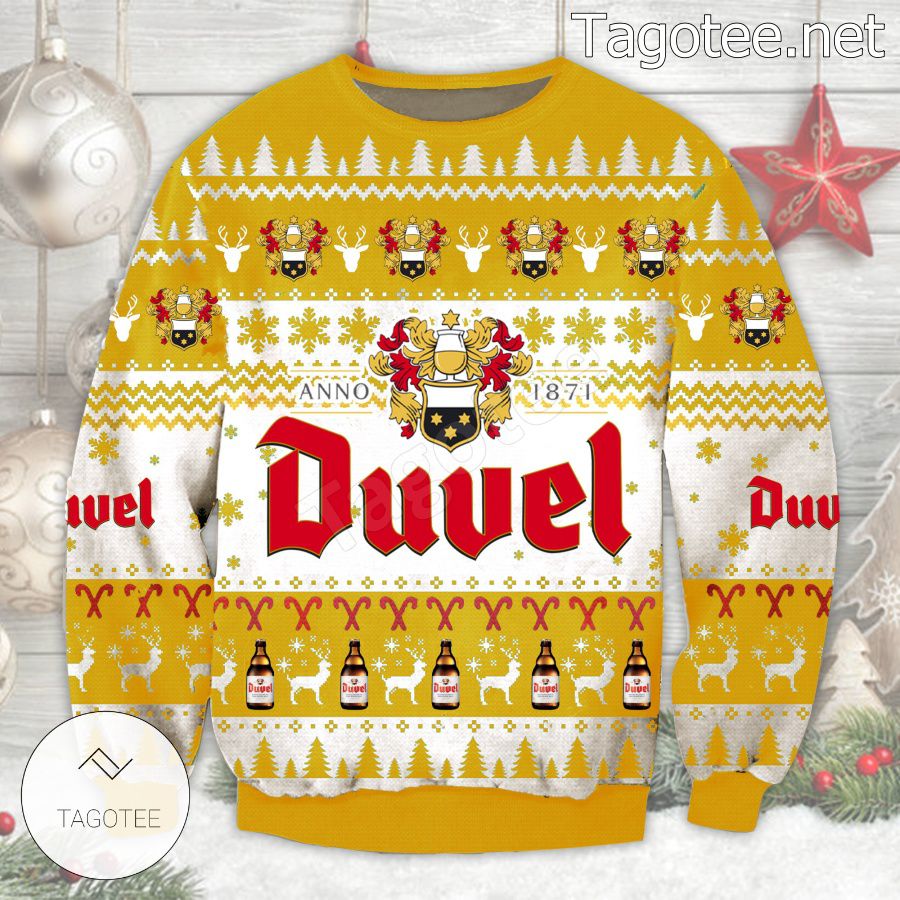 Duvel Beer Anno 1871 Logo Holiday Ugly Christmas Sweater