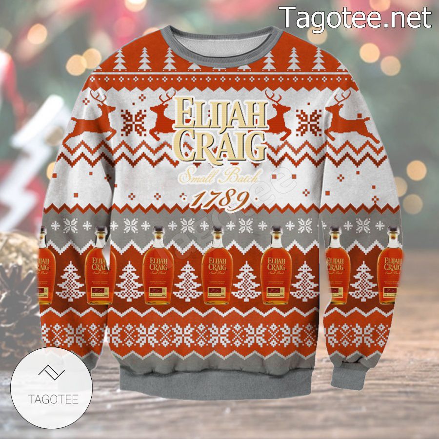 Elijah Craig Small Batch 1789 Kentucky Straight Bourbon Whiskey Holiday Ugly Christmas Sweater
