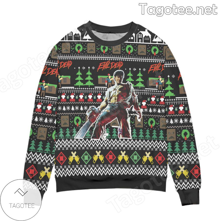 Evil Dead Movie Santa & Snowflake Holiday Ugly Christmas Sweater