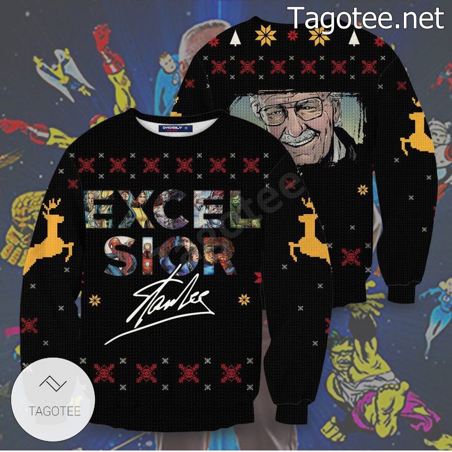 Excelsior Stan Lee Marvel Comics Snowflake Xmas Ugly Christmas Sweater