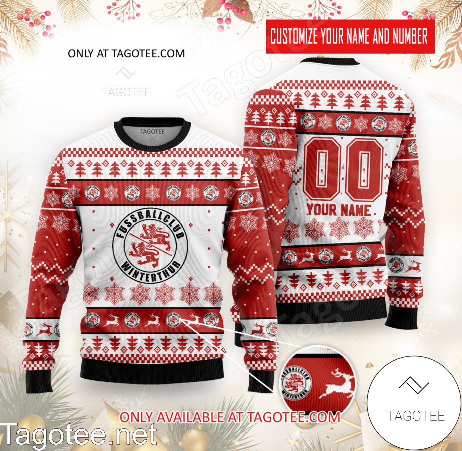 FC Winterthur Custom Ugly Christmas Sweater - BiShop
