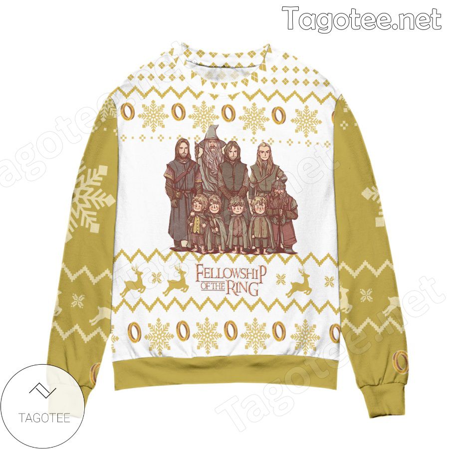 Fellowship Of The Rings Snowflake & Reindeer Holiday Ugly Christmas Sweater
