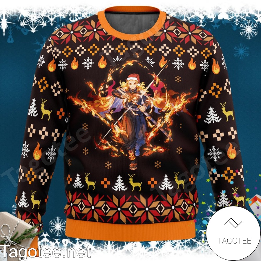 Fire Rengoku Demon Slayer Xmas Ugly Christmas Sweater