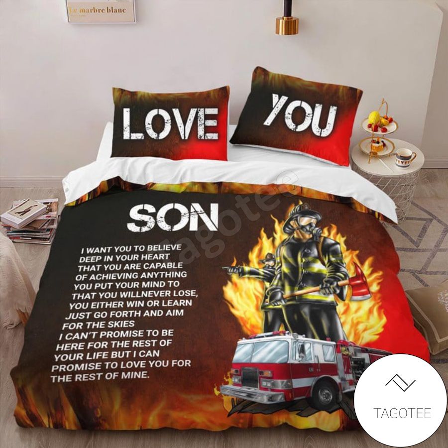 Firefighter Love You To My Son Bedding Set b