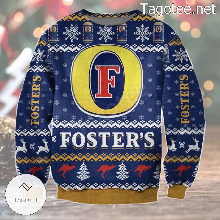 Foster's Beer Blue Holiday Ugly Christmas Sweater