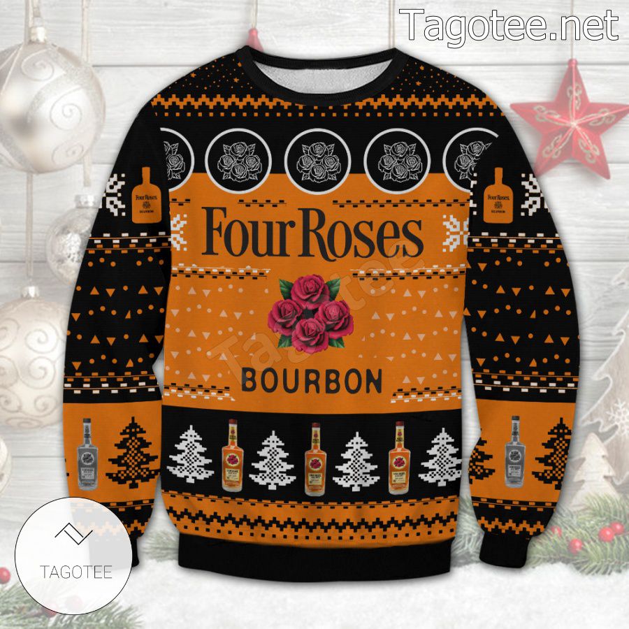 Four Roses Bourbon Kentucky Whiskey Holiday Ugly Christmas Sweater