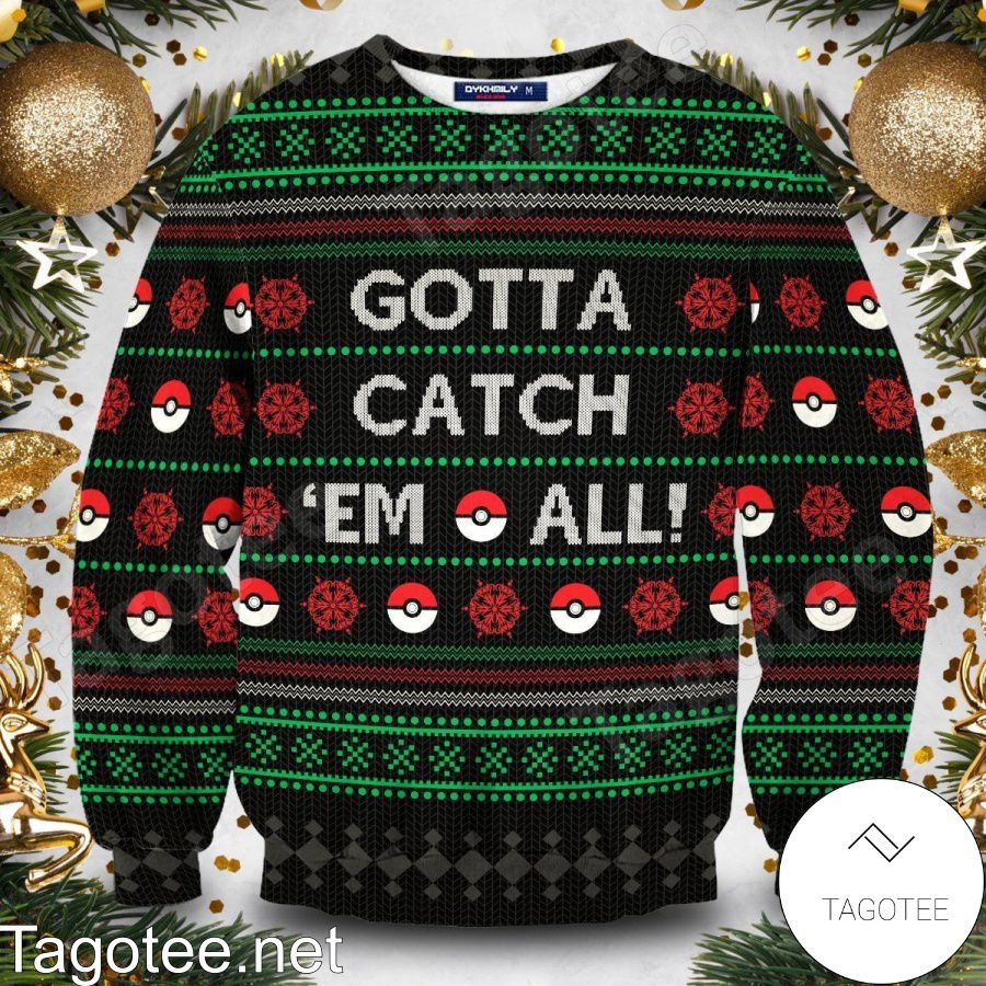 Gotta Catch Em All Pokemon Manga Anime Xmas Ugly Christmas Sweater