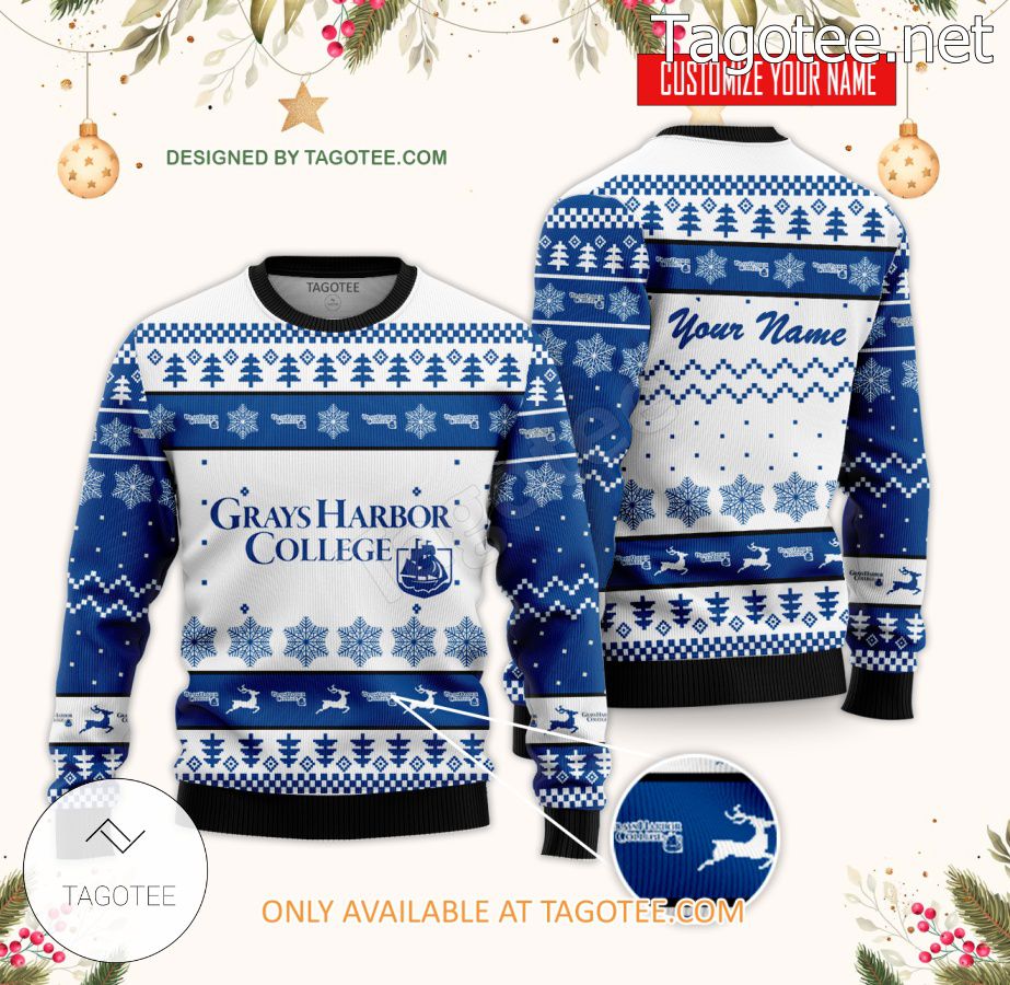 Grays Harbor College Custom Ugly Christmas Sweater - BiShop