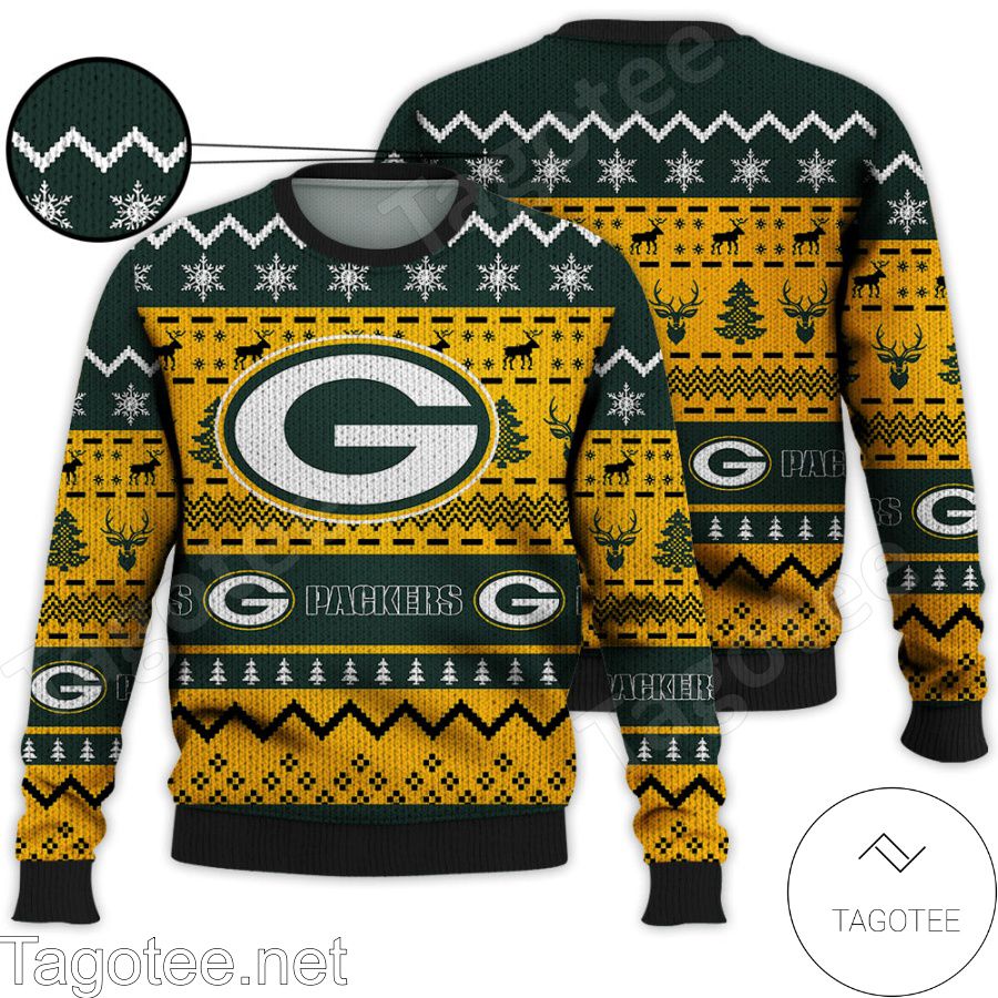 Green Bay Packers NFL Football Knit Pattern Ugly Christmas Sweater - Tagotee