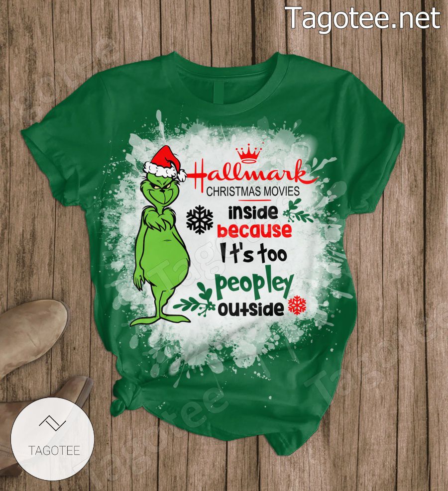 Grinch Hallmark Christmas Movies Inside Because It's Too Peopley Outside Pajamas Set a