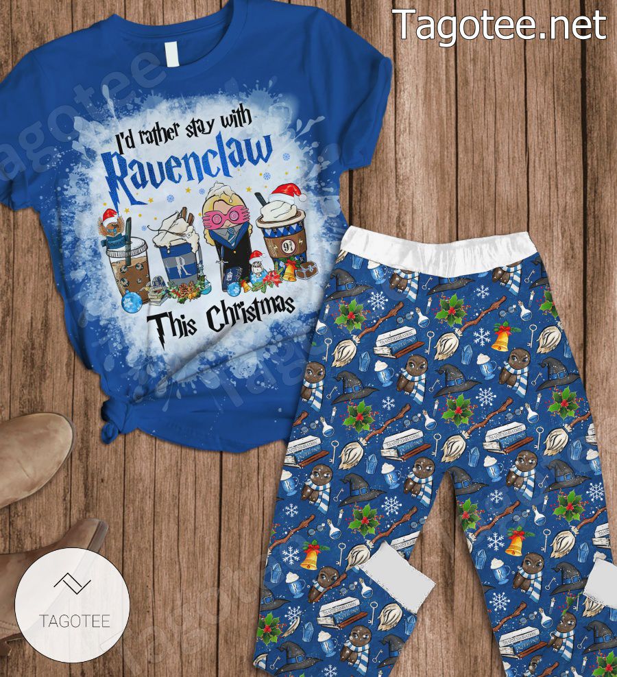 Harry Potter I'd Rather Stay With Ravenclaw This Christmas Pajamas Set a