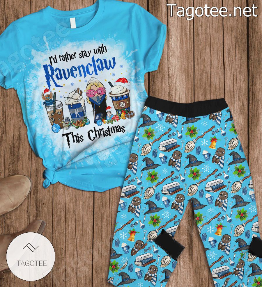 Harry Potter I'd Rather Stay With Ravenclaw This Christmas Pajamas Set