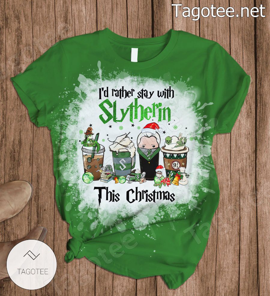 Harry Potter I'd Rather Stay With Slytherin This Christmas Pajamas Set b