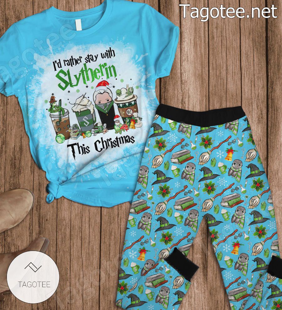 Harry Potter I'd Rather Stay With Slytherin This Christmas Pajamas Set