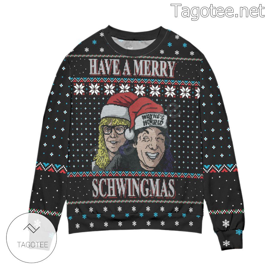 Have A Merry Schwingmas Wayne's World Snowflake Holiday Ugly Christmas Sweater