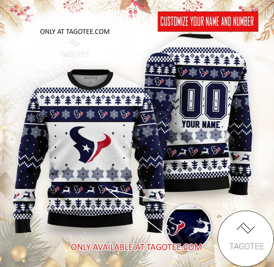 NFL Houston Texans Personalized Name And Nmber Christmas Sweater