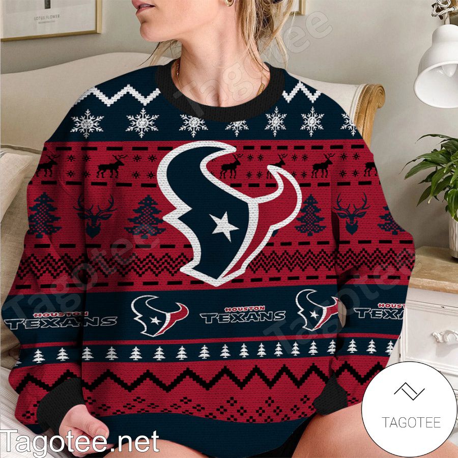 Houston Texans NFL Football Knit Pattern Ugly Christmas Sweater - Tagotee