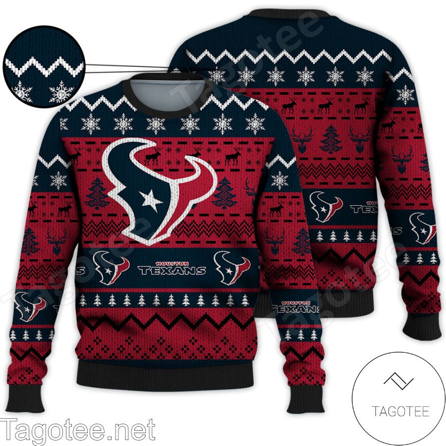 Houston Texans NFL Football Knit Pattern Ugly Christmas Sweater - Tagotee