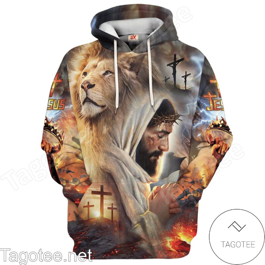 Jesus And Lion Pray For The World Hoodie And Pants