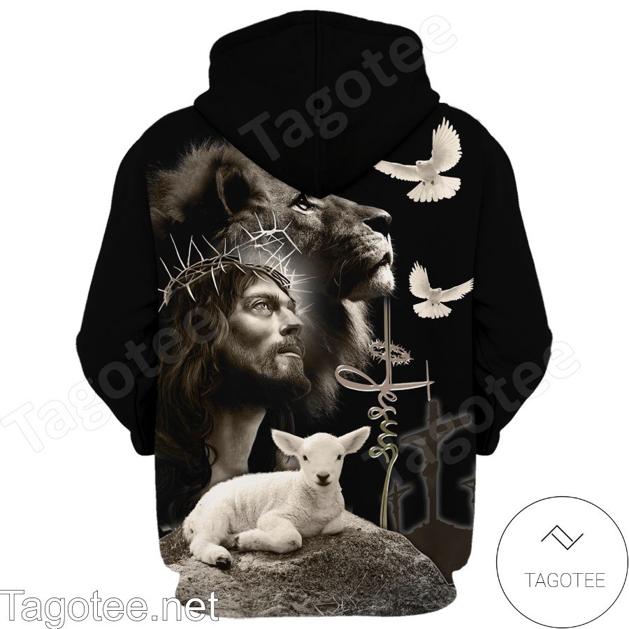 Jesus Lion And Lamb Poster Hoodie And Pants a