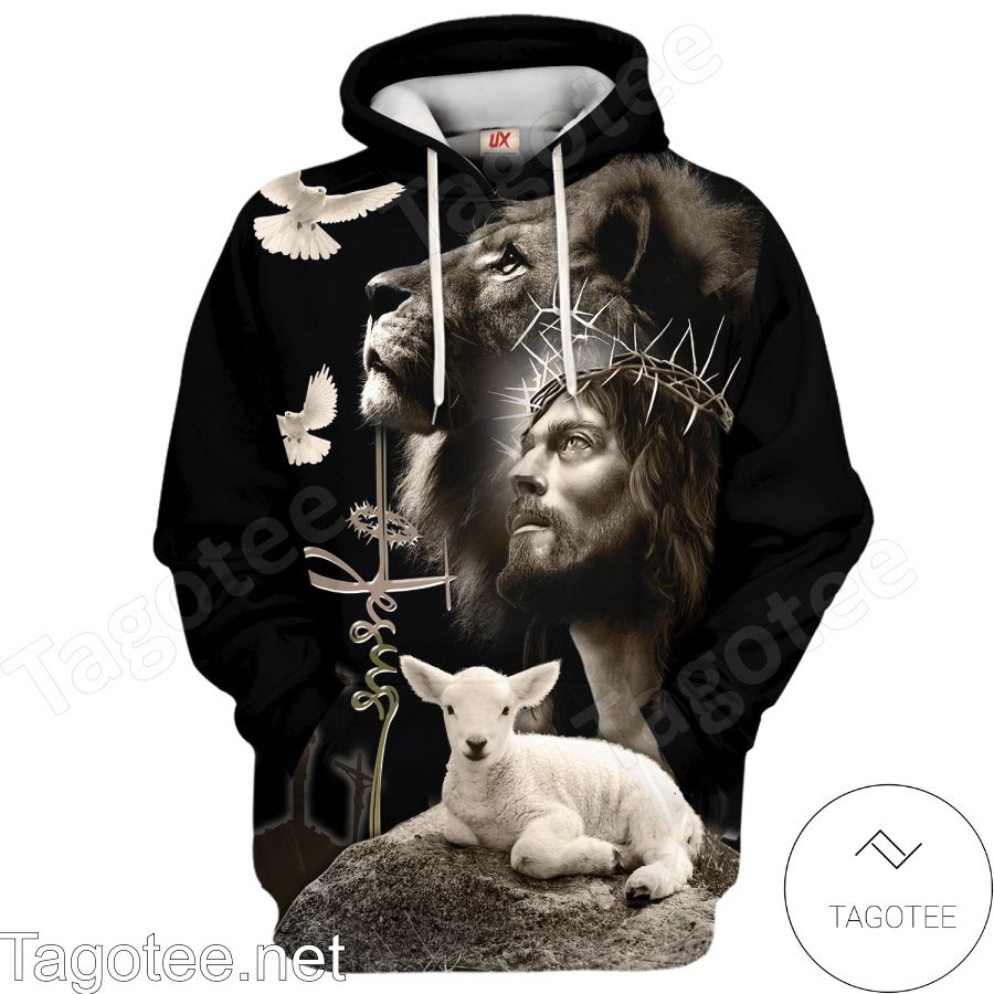 Jesus Lion And Lamb Poster Hoodie And Pants