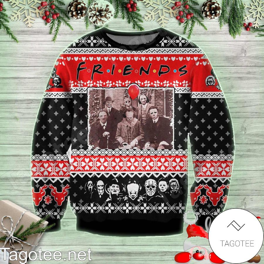 Killer Characters Friends Horror Movie Halloween Xmas Ugly Christmas Sweater