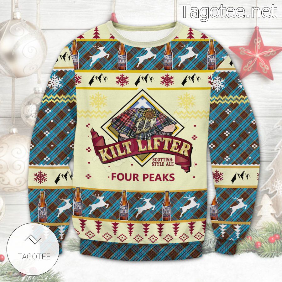 Kilt Lifter Four Peaks Brew Scottish Style Amber Ale Holiday Ugly Christmas Sweater